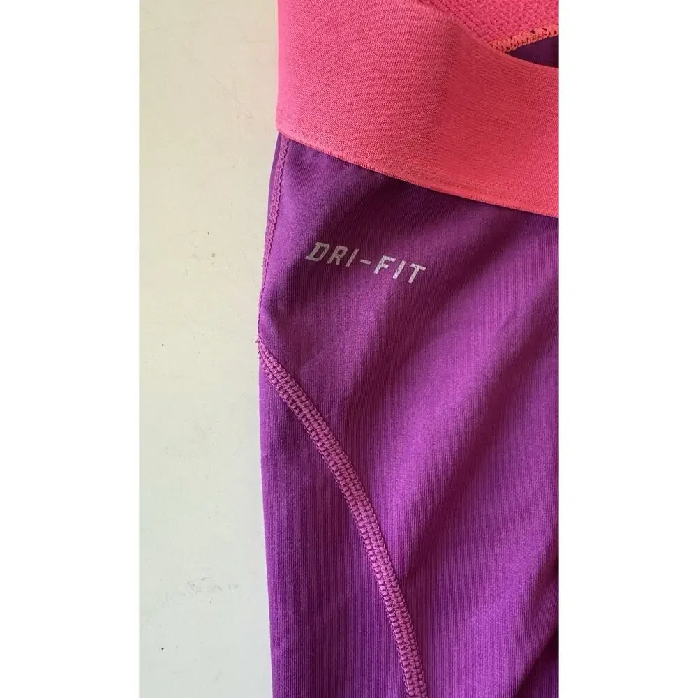 Nike Pro Dri-FIT Capris Womens Medium Purple Pink Athletic Compression Pants